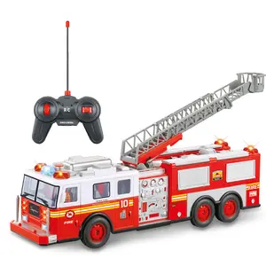 Camión R/C con luz y sonido, motor de rescate con Control remoto para niños grandes, camión de bomberos de juguete