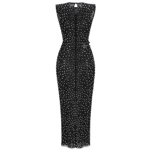 Abito <span class=keywords><strong>da</strong></span> <span class=keywords><strong>sera</strong></span> elegante, elegante e di lusso, con strass, Maxi abito a tubo dritto, aderente e aderente. - Product Image 3