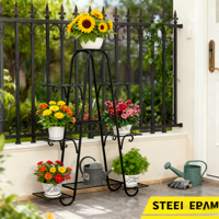 Support de pot de fleurs suspendu en métal pour jardin extérieur, fer forgé, étagère de rangement à 3 niveaux, écologique