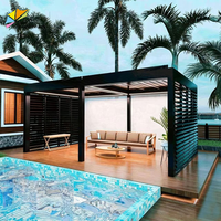 Auvent rétractable en aluminium 4x4m avec stores, gazebo de jardin écologique, balcon, terrasse extérieure, pergola