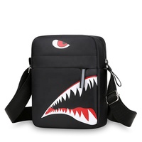 Herentas Casual Lichtgewicht Shark Kleine Schoudertas Borsttas Matte Afwerking Handtas Telefoon Portemonnee Handige Reistas Etui