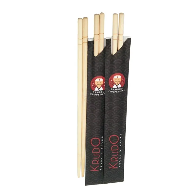 Logo Printing paper cover Bamboo Chopsticks for Japanese Sushi disposable used
