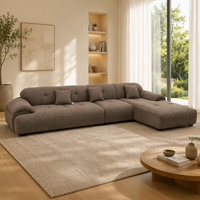 Ensemble de canapés d'angle rectangulaires modernes en tissu pour salons d'appartements et de villas, meubles de luxe avec pieds en bois