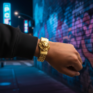 Bracelet en alliage avec tête de <span class=keywords><strong>lion</strong></span> rétro hip-hop pour homme, cadeau, personnalité, bijoux simples pour la main - Product Image 6