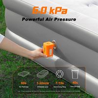 Pompe à air portable 4-en-1 en plastique, lampe de camping, gonfleur/dégonfleur 6kPa/220L/min, anti-moustiques, 2000mAh, 6 buses pour lits et sacs