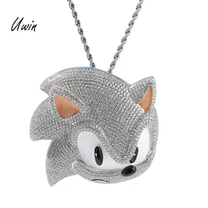 Bạc màu 5A Zircon Sonic pendent sáng trong bóng tối hip hop đồ trang sức thời trang đồ trang sức dây chuyền đầy đủ của CZ Vòng cổ trang sức