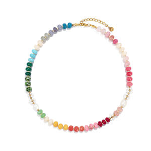 قلادة نسائية عصرية مصنوعة يدويًا من الخرز على شكل زهرة، رائجة البيع، إكسسوارات صيفية للشاطئ، مجوهرات ملونة من الأحجار الطبيعية - Product Image 5