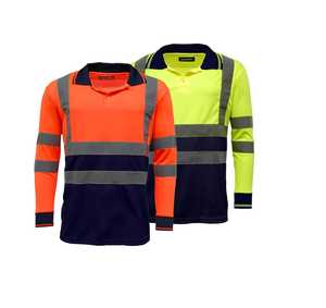 Polos à manches longues pour hommes haute visibilité, vente en gros, vêtements de travail de sécurité personnalisés, polos pour hommes pas chers, réfléchissants - Product Image 1