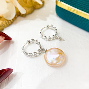 Base para Pendientes de Plata S925 con Soporte para Perlas DIY, Hebilla de Hoja para Perlas Redondas de 8-12mm, Accesorios 21179 - Product Image 3