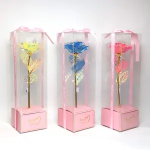 Fête des Mères Rose Cadeaux pour Maman Femme Petite Amie Lumières LED colorées Fleurs artificielles