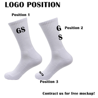 Chaussettes de sport unisexes respirantes en gros, brodées, streetwear, avec logo personnalisé, blanches unies, pour hommes, en gros