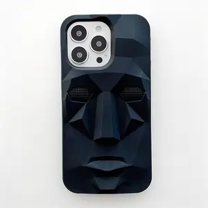 Sıcak satış 3D serin maskeli adam tasarım telefon iPhone için kılıf 13 yaratıcı taş heykel tarzı kapak iPhone 12/11/7/8/X/XR/XS/MAX