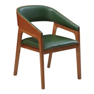 New Style Solid Wood Dining Chair Oak/ash Modern Upholstered Arm Chair Hotel Chair For Restaurant Wood Leather