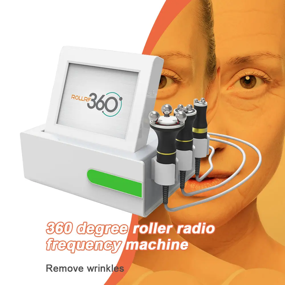 Máquina de massagem facial, máquina de massagem de emagrecimento do corpo para lifting da pele, rejuvenescimento da pele, removedor de rugas com rotação 360 graus rf