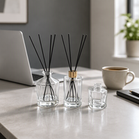 Flacon diffuseur de parfum en verre transparent à découpe polygonale moderne, 90ml, 200ml, 250ml, vide, pour maison de luxe