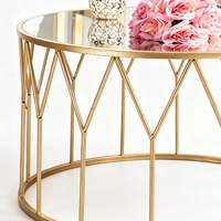 Table basse ronde en marbre avec structure géométrique en fil métallique, table d'appoint moderne pour salon 10