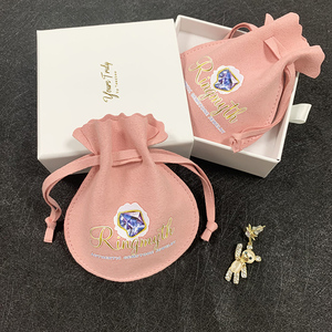 JUNE Fashion <b>Drawstring</b> Suede Microfiber Jewelry Dust Pouch Bag with Deboss Logo for Earrings, Necklace, and <b>Bracelet</b> - Product Image 6