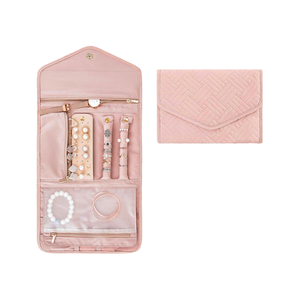 Custom Logo Foldable Leather Roll Jewelry Display Case Travel Organizer for Necklace Earrings <b>Rings</b> Bracelet Storage Utility - Product Image 5