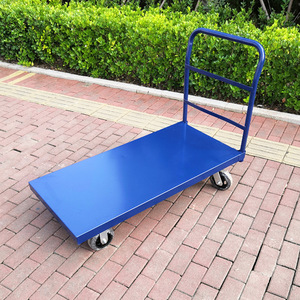 Chariot à main à plateau plat 1257x608x890mm à quatre roues, capacité de charge de 300 kg, en acier durable, pour la logistique d'entrepôt et le transport - Product Image 1