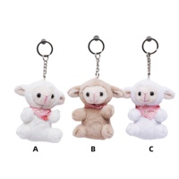 Mignon mini animaux en peluche jouets porte-clés brodé mouton sac pendentif personnalisé Kawali doux ferme poupée pour enfants cadeau Opp coton