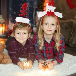 Adornos navideños Venta al por mayor Fiesta navideña Diadema Niña Sombreros Papá Noel Muñeco de nieve Astas Diadema para niños