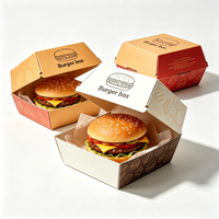 Caja de Cartón Kraft Cuadrada para Hamburguesas, con Diseño Personalizado e Impresión a Medida, para Comida para Llevar, Venta al por Mayor para Restaurantes