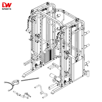 DW SPORTS - Equipo de Gimnasio de Metal Plateado, Nueva Máquina Smith, Entrenador Funcional, Logotipo Personalizable, Capacidad de Carga de 150 kg, Acero de 2x90 kg