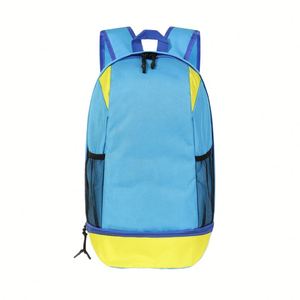 Mochila Deportiva Casual Ligera de Nailon con Paneles, Diseño Azul y Amarillo, Cierre de Cremallera, Unisex, Uso Diario, Capacidad de 20-37L - Product Image 1