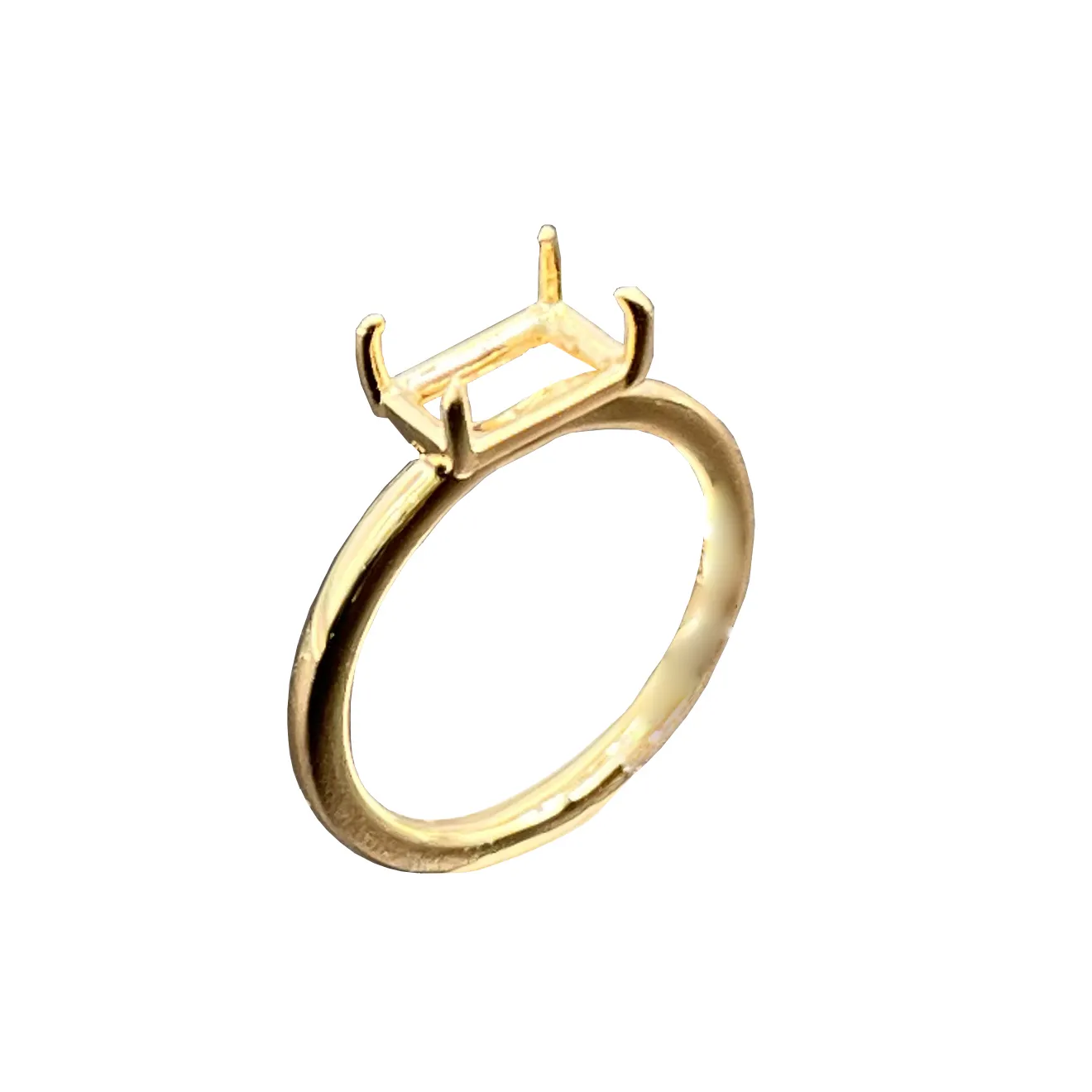 Wholesale 4 Prongs 9K 10K 14K 18K Solid Yellow Gold Semi Mount Wedding Ring Blank Setting