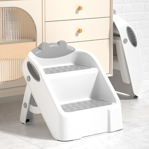 Baby Toilet <b>Step</b> <b>Stool</b> Two <b>Step</b> Grey Plastic <b>Foldable</b> With Handrails For 2-4 Years Kids Bath Potty Use - Product Image 2