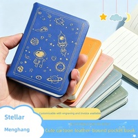 Carnet à couverture rigide en cuir PU sur le thème de l'astronaute, reliure cousue, impression dorée, ligné, format poche pour l'école et le bureau