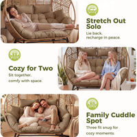 Fauteuil double surdimensionné en osier pour l'extérieur, canapé de jardin pour patio et cour arrière