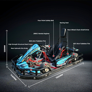 Kart à essence 4 temps haute performance 200 cm³ UE pour adultes et adolescents, style course, monoplace, 60 km/h, pour locations commerciales - Product Image 3