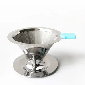 Double Mesh Line Stainless Steel Pour-over Coffee Dripper Slow Drip Brew Coffee Filter
