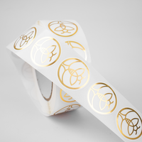 Etiquetas Redondas Personalizadas de Papel con Estampado en Caliente, Adhesivo de Vinilo Brillante Impermeable, Rollo de Etiquetas Adhesivas con Logotipo Impreso en Dorado
