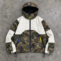 Veste coupe-vent à capuche pour homme, personnalisée OEM ODM, style décontracté, automne, camouflage, blocs de couleur, imperméable, fermeture éclair intégrale, streetwear