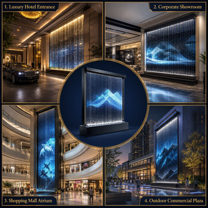 Fuente <span class=keywords><strong>de</strong></span> Agua Moderna para Jardín Exterior, Cascada <span class=keywords><strong>de</strong></span> Malla <span class=keywords><strong>de</strong></span> Acero Inoxidable, Cortina <span class=keywords><strong>de</strong></span> Luz LED RGB, Decoración para Proyectos - Product Image 3