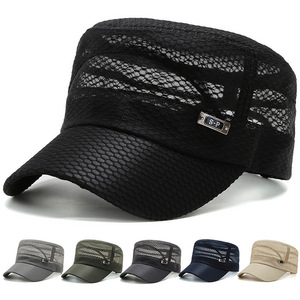 <b>Flat</b> <b>Cap</b> Breathable Sun Hat For <b>Men</b> Outdoor Fishing Casual Hat With Mesh Design Quick Dry Summer Hat - Product Image 1