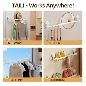 <span class=keywords><strong>Toallero</strong></span> Telescópico Moderno Color Blanco Lechoso, Soporte de Succión al Vacío Multiángulo para Baño - Product Image 3