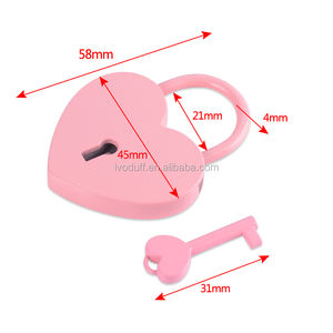 Ivoduff 45*59 מ "מ ורוד אדום מלא אהבה לבן צורה לב מנעול סגסוגת מתכת מנעול לב מפתח - Product Image 3