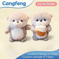 Peluche personnalisée OEM gris-brun douce et moelleuse en forme de loutre avec accessoires, cadeau pour enfants, amoureux de l'océan, anniversaire