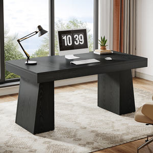 <span class=keywords><strong>Tribesigns</strong></span> <span class=keywords><strong>Escritorio</strong></span> ejecutivo de 55 pulgadas, <span class=keywords><strong>escritorio</strong></span> de oficina en casa moderno de mediados de siglo con base trapezoidal doble, <span class=keywords><strong>escritorio</strong></span> de estación de trabajo de negocios - Product Image 2