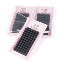 Extensions de cils en soie PBT synthétique, volume, fabriquées à la machine, sans cruauté, noir super mat, en plateaux, fournitures en gros
