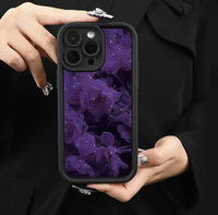 Coque de téléphone portable antichoc en TPU avec motif floral violet et design d'objectif en échelle pour iPhone 12 13 14 15 16 17 18 Pro Max