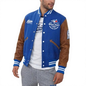 Custom Wool Varsity <b>Jacket</b> Men Genuine <b>Leather</b> Sleeves Knitted High Quality Plus Size <b>Winter</b> Casual Waterproof Button Down OEM - Product Image 2