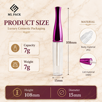 Tube à gloss vide personnalisé transparent en plastique avec bouchon à vis, emballage cosmétique pour rouge à lèvres et blush, vente en gros
