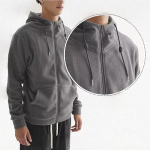 Felpa da Uomo Invernale Oversize in Pile Polare da 300 g/m² con Logo Personalizzato 100% Poliestere Collo Alto e Chiusura a Zip - Product Image 3