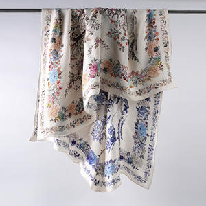 100% soie satin perlé, simple et magnifique [Lumière de lune au-dessus de l'étang de lotus] [Floral pastoral] 108*108cm / 42.52*42.52 pouces - Product Image 5