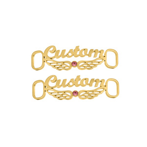 Alas huecas de acero inoxidable hechas a medida, incrustadas con los doce piedras de nacimiento y nombre y letra en inglés personalizados para calzado. - Product Image 5
