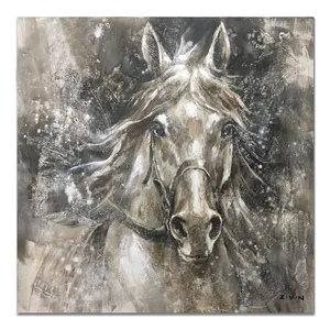 Hotel Wall Art Abstract Handgemaakte Beroemde Schilderijen met Paarden Hoofd